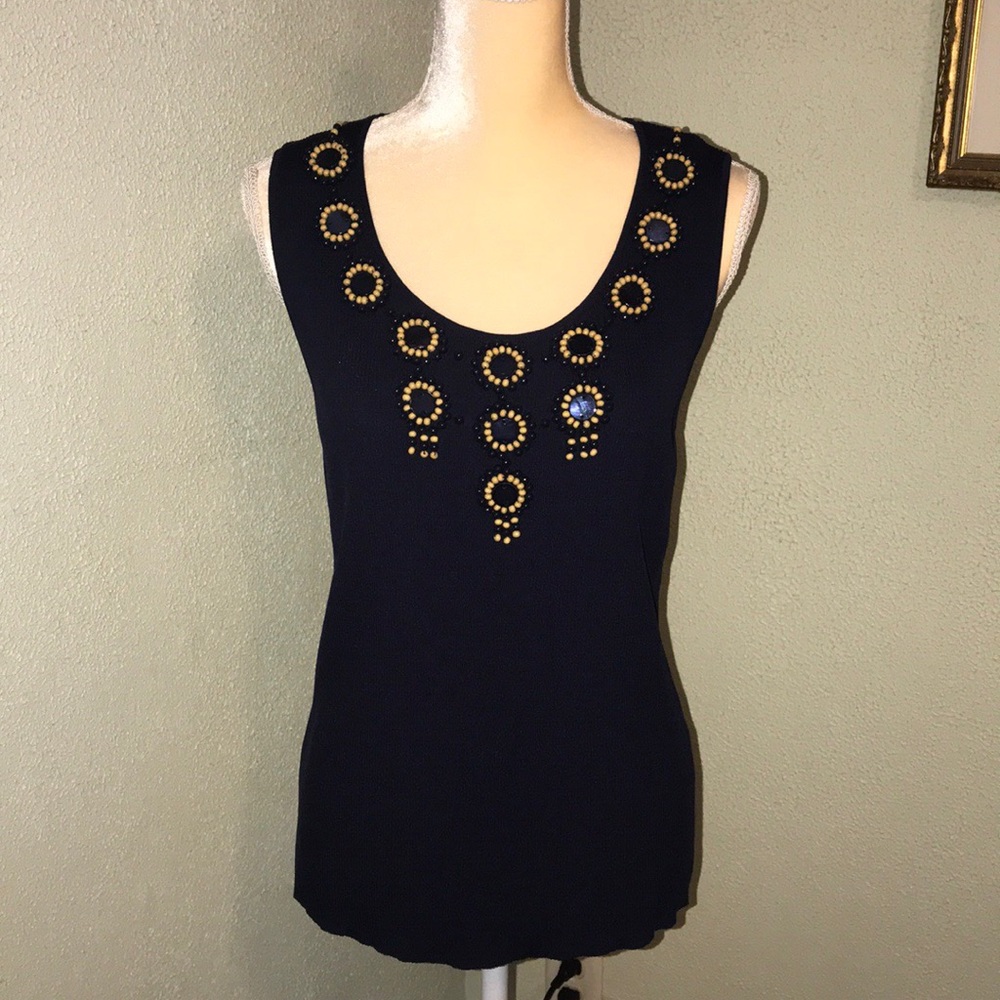 Ruby Rd. Beaded Navy Tank Top Size XL